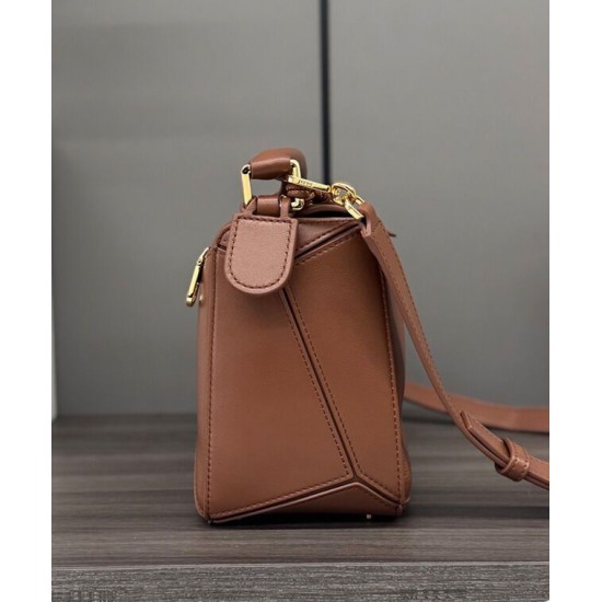 Replica Borsa Loewe Featherlight Puzzle piccola Caffè
