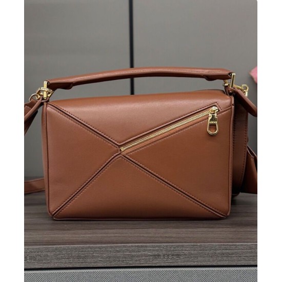 Replica Borsa Loewe Featherlight Puzzle piccola Caffè