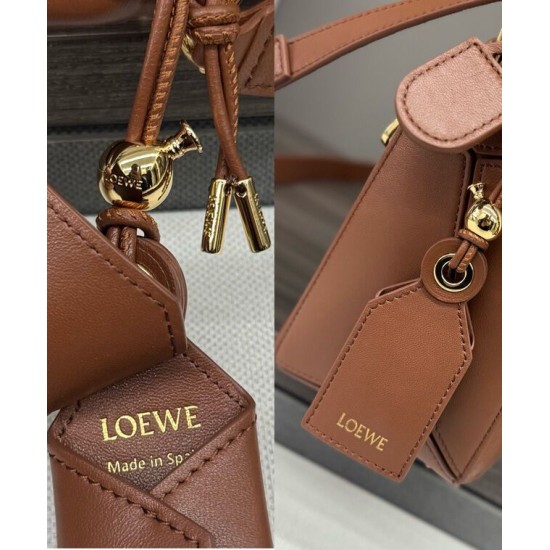 Replica Borsa Loewe Featherlight Puzzle piccola Caffè