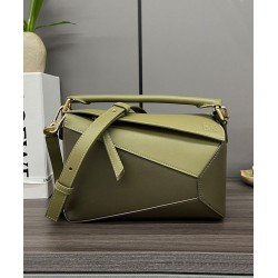 Borsa classica Vintage Loewe Puzzle Edge piccola verde