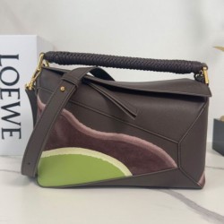 Replica Borse Firmate  Loewe piccola Puzzle Edge Landscape in pelle di vitello nappa Caffè scuro