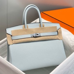 Replica Borse Hermes Birkin 25cm/30cm azzurro Clemence hardware argento