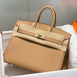Replica Borse Hermes Birkin 25cm/30cm Camel Clemence hardware dorato
