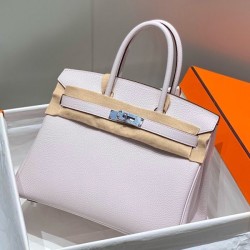 Replica Borse Hermes Birkin 25cm/30cm Rosa Clemence hardware argento