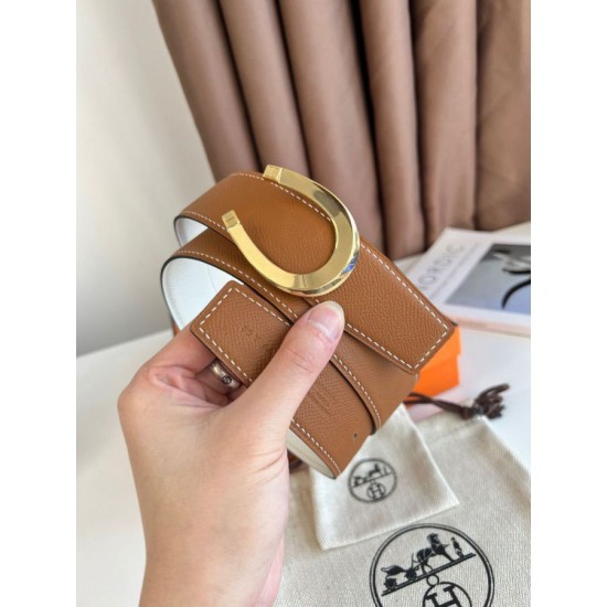 Replica Cintura reversibile Hermes Luck 38 mm con fibbia oro Epsom