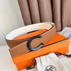 Replica Pari Cintura reversibile Hermes Luck 38 mm con fibbia nera Epsom