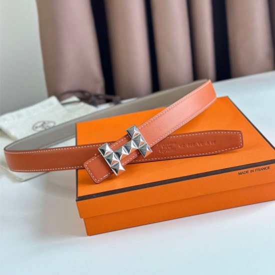 Replica Cintura reversibile Hermes H Medor 24MM Epsom Grigio