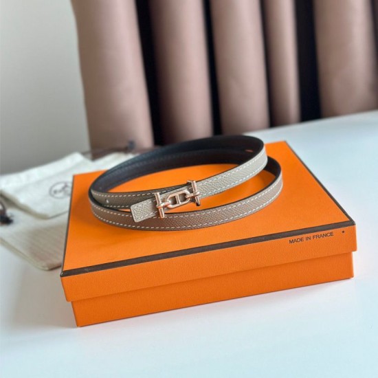 Replica Cintura reversibile Hermes Ancre 13MM donna Epsom Grigio