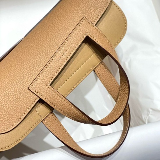 Replica Borsa Hermes Halzan 25 cammello scuro clemence