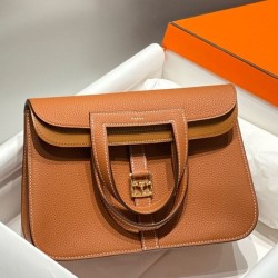 Replica Borse Hermes Halzan 25 marrone clemence
