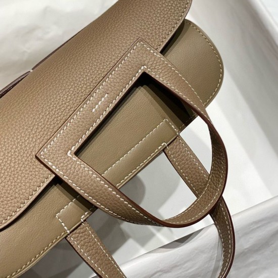 Replica Borse Hermes Halzan 25 marrone grigiastro clemence Imitazioni Replica Borse Hermes Halzan 25 marrone grigiastro clemence