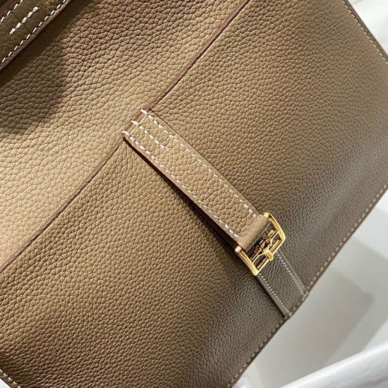 Replica Borse Hermes Halzan 25 marrone grigiastro clemence Imitazioni Replica Borse Hermes Halzan 25 marrone grigiastro clemence