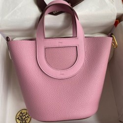 Replica Borsa Hermes In The Loop 18 fatta a mano Clemence Rosa