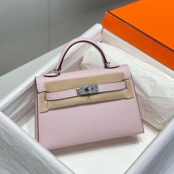 Replica Borsa Hermes Kelly Mini II Malva pallido Epsom con hardware dorato Imitazioni Replica Borsa Hermes Kelly Mini II Malva pallido Epsom con hardware dorato