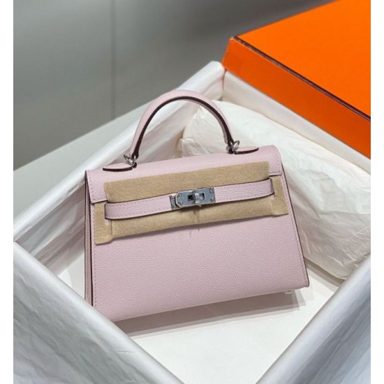 Replica Borsa Hermes Kelly Mini II Malva pallido Epsom con hardware dorato Imitazioni Replica Borsa Hermes Kelly Mini II Malva pallido Epsom con hardware dorato