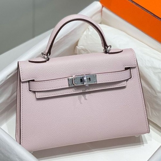 Replica Borsa Hermes Kelly Mini II Malva pallido Epsom con hardware dorato Imitazioni Replica Borsa Hermes Kelly Mini II Malva pallido Epsom con hardware dorato