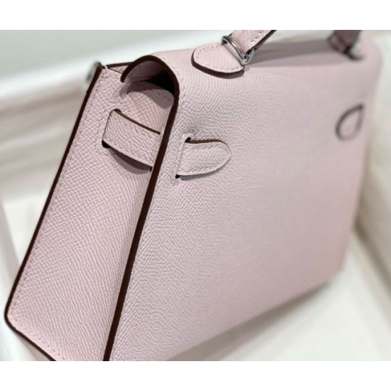 Replica Borsa Hermes Kelly Mini II Malva pallido Epsom con hardware dorato Imitazioni Replica Borsa Hermes Kelly Mini II Malva pallido Epsom con hardware dorato