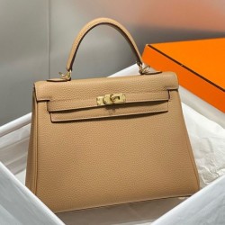 Replica Borsa Hermes Kelly 20cm/25cm marrone Clemence