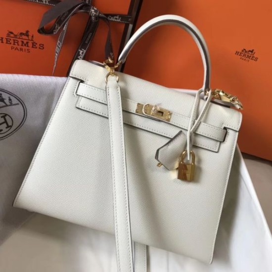 Replica Borsa Hermes Kelly 25cm Sellier bianca Epsom Imitazioni Replica Borsa Hermes Kelly 25cm Sellier bianca Epsom