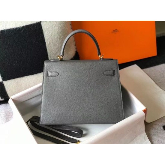 Replica Borse  Hermes Kelly 28cm/32cm Ardesia Epsom hardware dorato