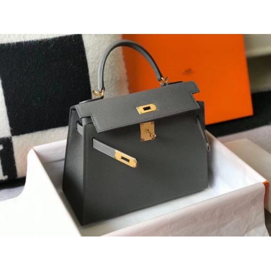 Replica Borse  Hermes Kelly 28cm/32cm Ardesia Epsom hardware dorato