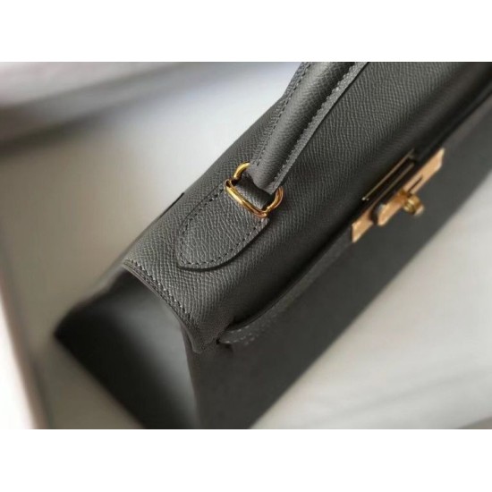 Replica Borse  Hermes Kelly 28cm/32cm Ardesia Epsom hardware dorato