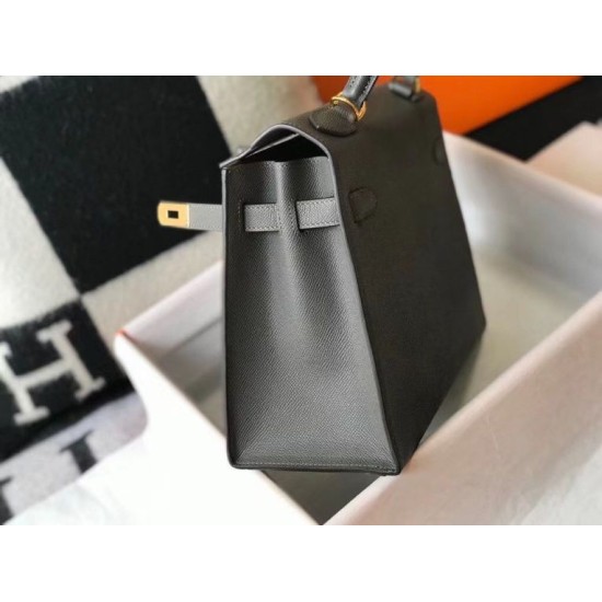Replica Borse  Hermes Kelly 28cm/32cm Ardesia Epsom hardware dorato