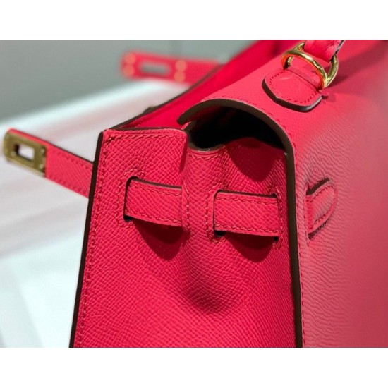 Replica Borsa Hermes Kelly 28cm/32cm Rosa Epsom hardware dorato