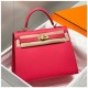 Replica Borsa Hermes Kelly 28cm/32cm Rosa Epsom hardware dorato