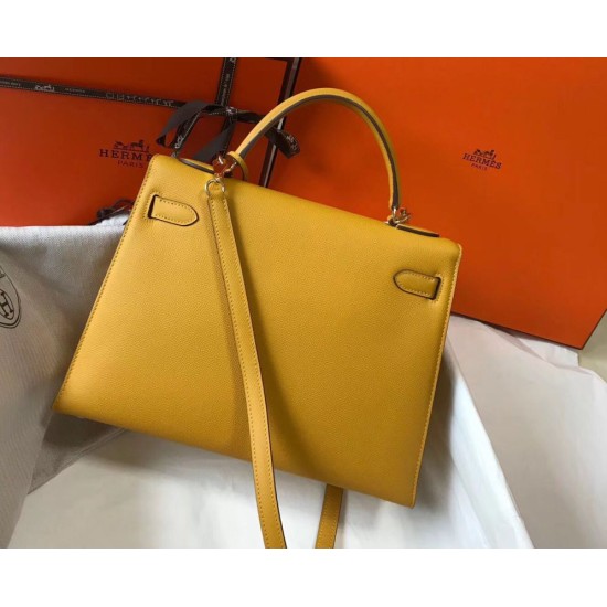 Replica Borsa Hermes Kelly 28cm/32cm Giallo Epsom hardware dorato Imitazioni Replica Borsa Hermes Kelly 28cm/32cm Giallo Epsom hardware dorato