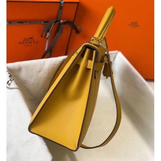 Replica Borsa Hermes Kelly 28cm/32cm Giallo Epsom hardware dorato Imitazioni Replica Borsa Hermes Kelly 28cm/32cm Giallo Epsom hardware dorato