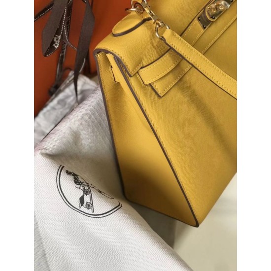 Replica Borsa Hermes Kelly 28cm/32cm Giallo Epsom hardware dorato Imitazioni Replica Borsa Hermes Kelly 28cm/32cm Giallo Epsom hardware dorato