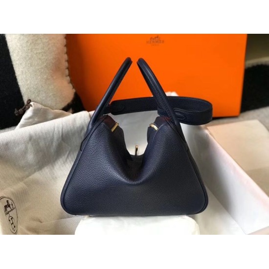 Replica Borsa Hermes Lindy 26 cm blu navy con finiture dorate Imitazioni Replica Borsa Hermes Lindy 26 cm blu navy con finiture dorate