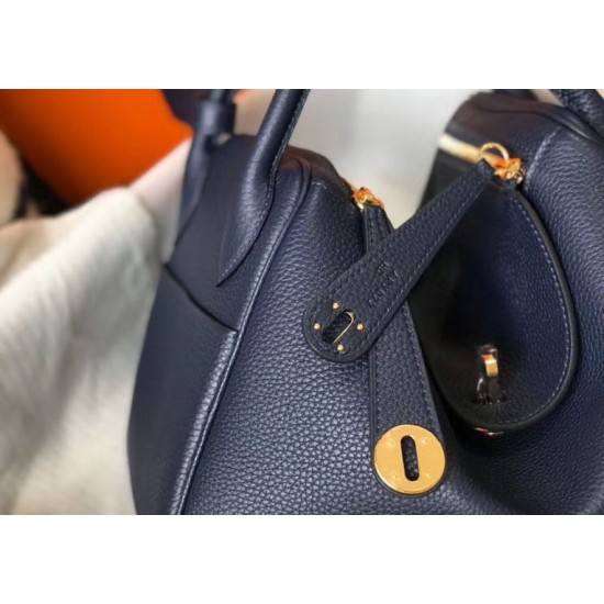 Replica Borsa Hermes Lindy 26 cm blu navy con finiture dorate Imitazioni Replica Borsa Hermes Lindy 26 cm blu navy con finiture dorate