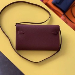 Replica Alta gamma Portafoglio Hermes Kelly Classique To Go Epsom Bordeaux