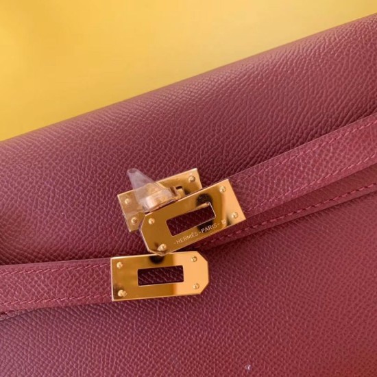 Replica Alta gamma Portafoglio Hermes Kelly Classique To Go Epsom Bordeaux