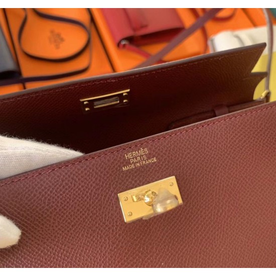 Replica Alta gamma Portafoglio Hermes Kelly Classique To Go Epsom Bordeaux