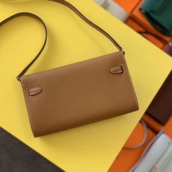 Replica Qualità da grande di alta qualit&agrave; Portafoglio Hermes Kelly Classique To Go Epsom marrone