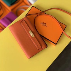 Replica Portafoglio Hermes Kelly Classique To Go Epsom arancia