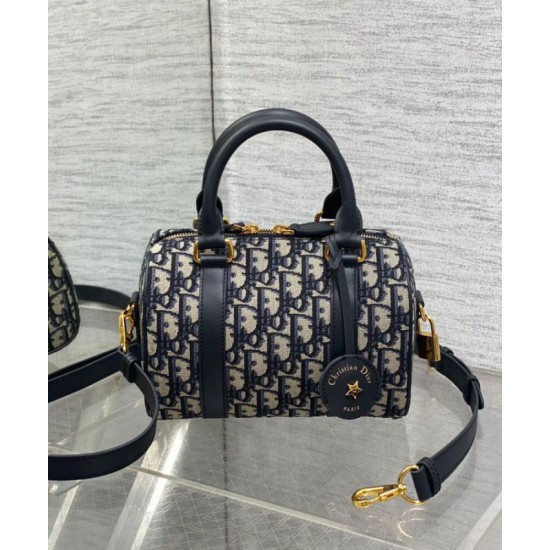 Riproduzione Fedele Borsa Dior Groove 20 Dior Oblique jacquard Blu scuro imitazioni
