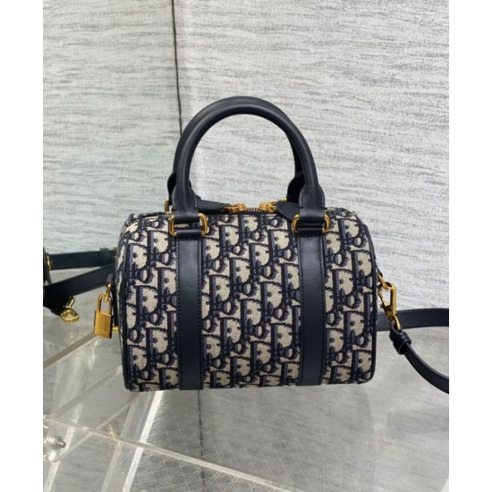 Riproduzione Fedele Borsa Dior Groove 20 Dior Oblique jacquard Blu scuro imitazioni