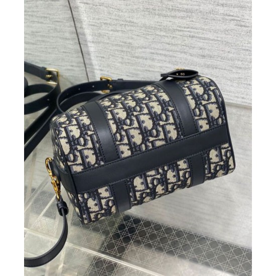 Riproduzione Fedele Borsa Dior Groove 20 Dior Oblique jacquard Blu scuro imitazioni
