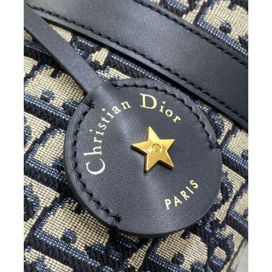 Riproduzione Fedele Borsa Dior Groove 20 Dior Oblique jacquard Blu scuro imitazioni