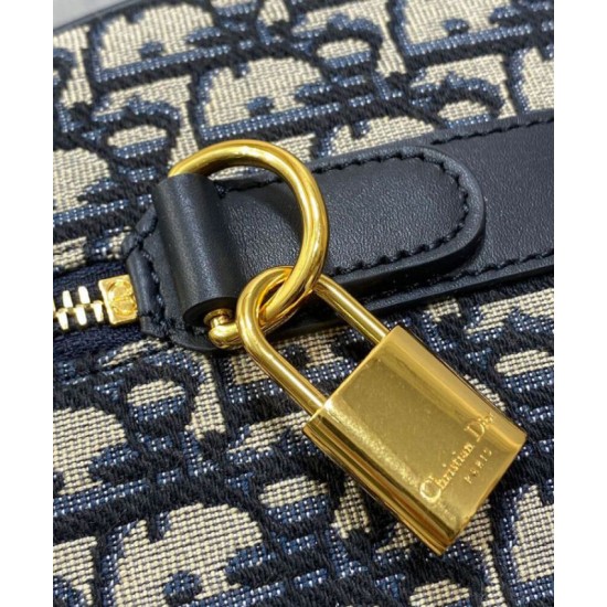 Riproduzione Fedele Borsa Dior Groove 20 Dior Oblique jacquard Blu scuro imitazioni