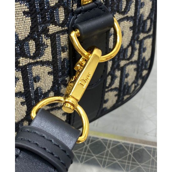 Riproduzione Fedele Borsa Dior Groove 20 Dior Oblique jacquard Blu scuro imitazioni