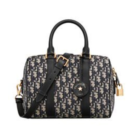 Replica Borsa Dior Groove 25 Oblique jacquard Blu scuro Riproduzione Fedele Borsa Dior Groove 25 Oblique jacquard Blu scuro imitazioni
