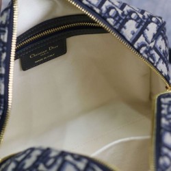 Riproduzione Fedele Borsa Dior Groove 25 Oblique jacquard Blu scuro imitazioni