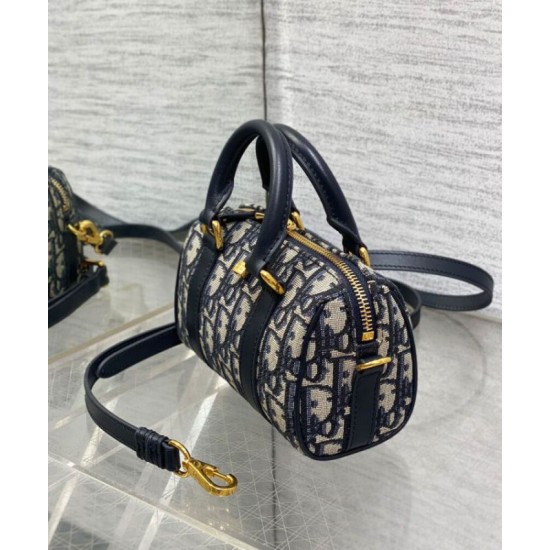 Riproduzione Fedele Borsa Dior Groove 16 Mini Dior Oblique jacquard Blu scuro imitazioni