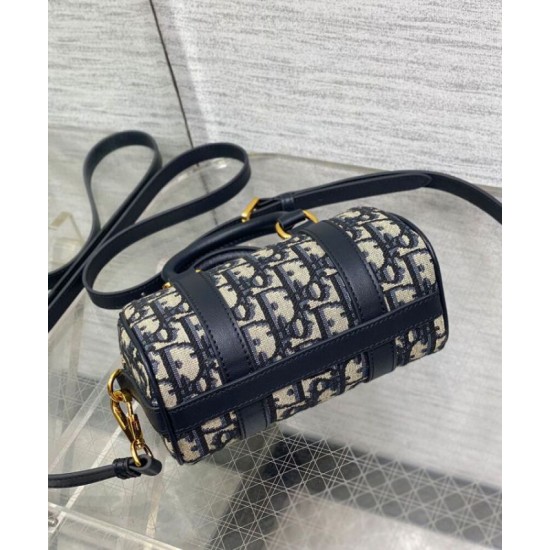 Riproduzione Fedele Borsa Dior Groove 16 Mini Dior Oblique jacquard Blu scuro imitazioni