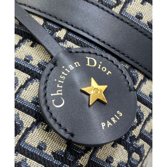 Riproduzione Fedele Borsa Dior Groove 16 Mini Dior Oblique jacquard Blu scuro imitazioni